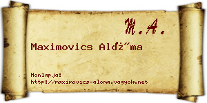 Maximovics Alóma névjegykártya